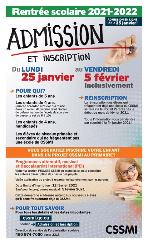 Admission et inscription .